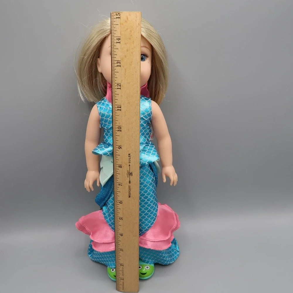 American‎ Girl Wellie Wishers Doll Camille Mermaid Outfit & Boots Blonde 14.5